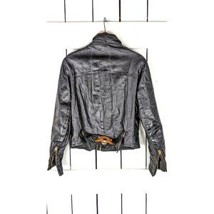 Vintage Cabretta black leather Harley Davidson patch motorcycle fitted jacket